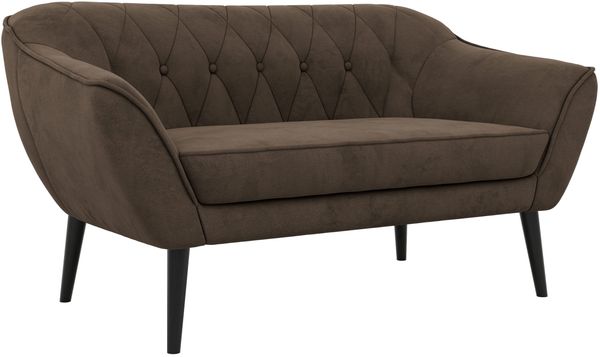 Polstersofa PIRS 2 Skandinavisches Sofa 2-Sitzer, Sofa mit Wellenfederung, Breite 140 cm, schwarze Füße Hoher Sitzkomfort - Braun Velvet Bild 6