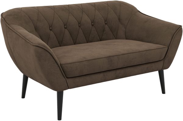 Polstersofa PIRS 2 Skandinavisches Sofa 2-Sitzer, Sofa mit Wellenfederung, Breite 140 cm, schwarze Füße Hoher Sitzkomfort - Braun Velvet Bild 8