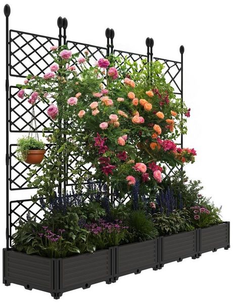 GarveeMore Blumenkasten mit Rankgitter Pflanzenkasten Blumenkasten Rankhilfe