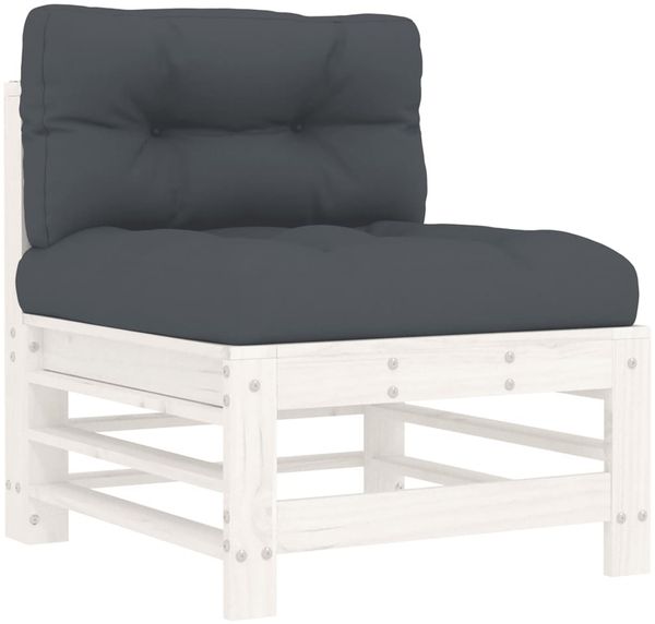 vidaXL 7-tlg. Garten-Lounge-Set mit Kissen Weiß Massivholz 3185977 Bild 4