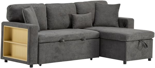 4-Sitzer Ecksofa B 214 x T 131 x H 87 cm aus Oxford-Stoff mit Schlaffunktion und USB Bild 9