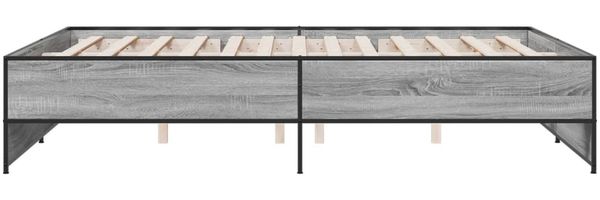 vidaXL Bettgestell Grau Sonoma 160x200 cm Holzwerkstoff und Metall 3279880 Bild 5