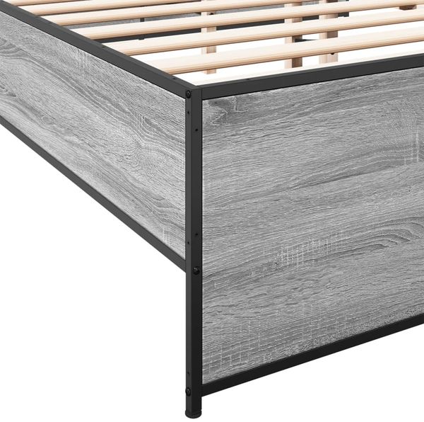 vidaXL Bettgestell Grau Sonoma 160x200 cm Holzwerkstoff und Metall 3279880 Bild 7