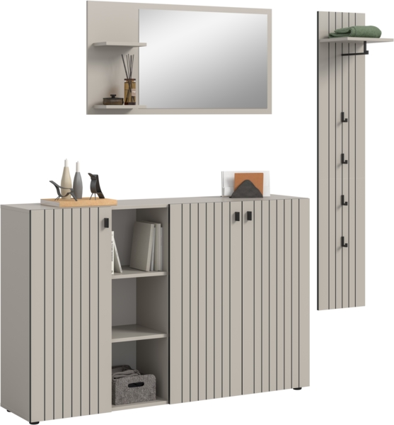 Garderobenkombination (B/H/T: 201x192x37 cm) in Kaschmir Nachbildung