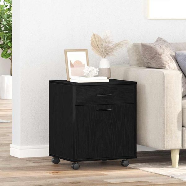 vidaXL Rollschrank Schwarz Eichen-Optik 45 x 38 x 54 cm Holzwerkstoff 862670