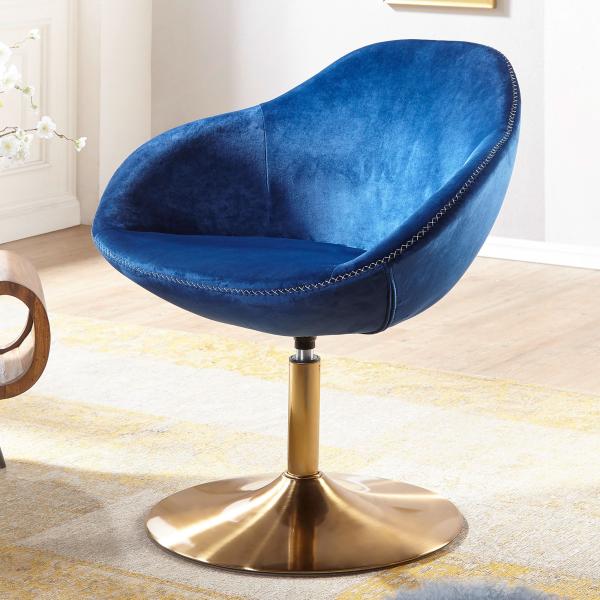 FineBuy Loungesessel SIRAN 70 x 79 x 70 cm Design Drehstuhl | Clubsessel Polsterstuhl mit Armlehne | Drehsessel Cocktailsessel Lounge | Barsessel Besu, Blau