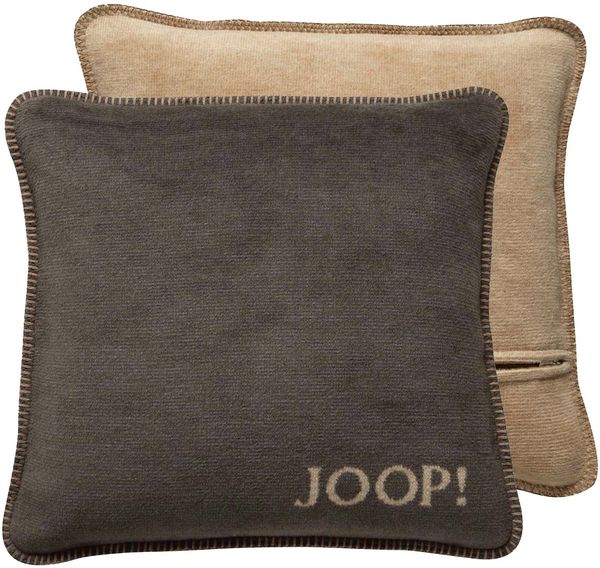 JOOP! Kissenhülle - MDF Melange Doubleface, Logo Braun 50x50cm