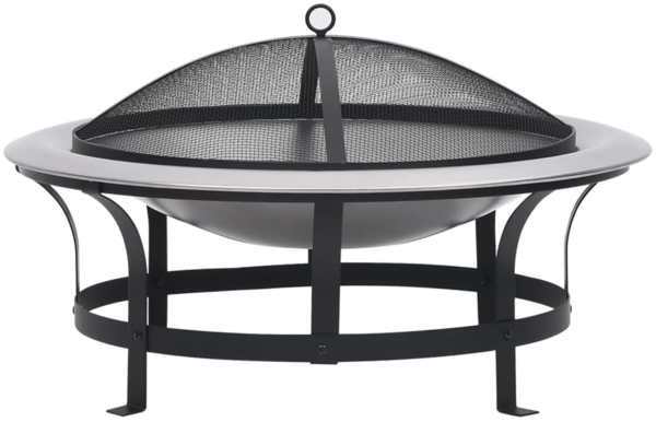 Garten-Feuerschale mit Grill Edelstahl 76 cm