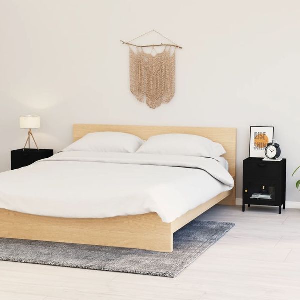 vidaXL Nachttische 2 Stk. Schwarz 40x30x54,5 cm Stahl und Glas 3095202