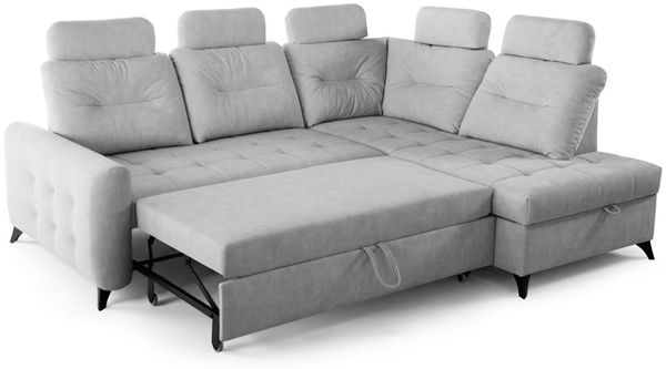 Ecksofa Schlafsofa Sofa WENDIE Stoff Hold Me Hellgrau Ottomane Rechts Bild 3