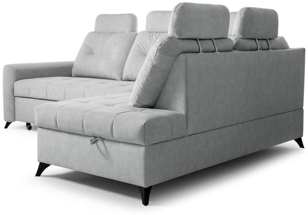 Ecksofa Schlafsofa Sofa WENDIE Stoff Hold Me Hellgrau Ottomane Rechts Bild 4