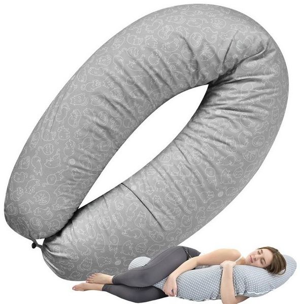 SEI Design Stillkissen Stillkissen Seitenschläferkissen Babynestchen Kuschelnest XXL 190x30, Schwangerschaftskissen mit Bezug, Schwangerschaftskissen mit Bezug, Babynest XXL ist als Bettschlange & Bettumrandung verwendbar Bild 4