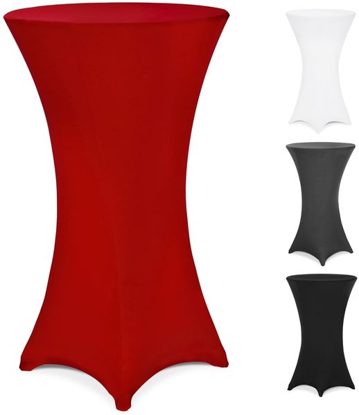 DETEX® Stehtischhusse Rot 70-75cm Verstärkter Fußbereich 30°C Waschbar Stehtisch Hussen Stretch Tisch Überzug Hochzeit