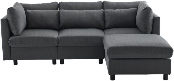 Merax Modernes Design, Polstermöbel, Sofa, Dreisitzer-Sofa, Wohnzimmersofa, Ecksofa mit Fußhocker, L-förmiges Ecksofa , grau