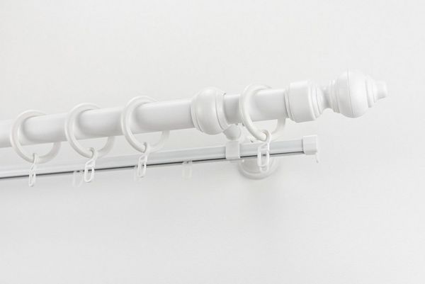 GARESA Gardinenstange STANDARD, Ø 28 mm, 2-läufig, Wunschmaßlänge, mit Bohren, verschraubt, Kunststoff, Stahl, Vorhanggarnitur, Kunststoff, verlängerbar, mit Ringe/2 Lauf Gleiter
