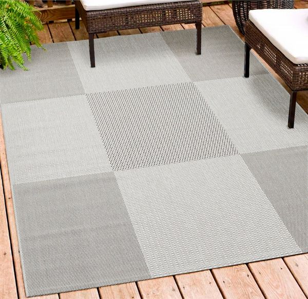 Andiamo Teppich ARIZONA1, rechteckig, Höhe: 5 mm, Flachgewebe, kariertes Muster, In- und Outdoor geeignet, wetterfest