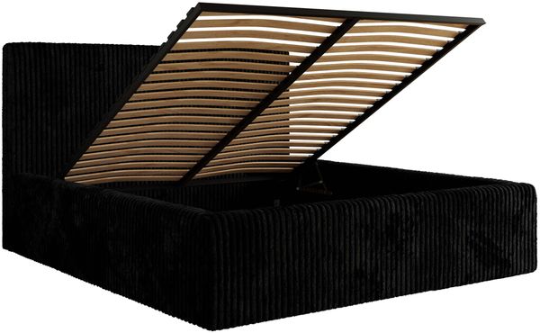 MKS Möbel 'Tiliano Classic' Polsterbett mit Stauraum, Cordstoff, Schwarz, 160x200 cm, ohne Matratze Bild 6