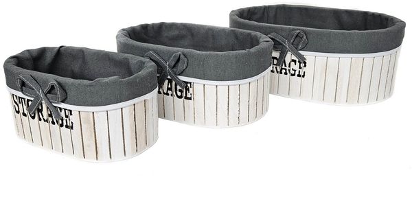 Yudu Aufbewahrungskorb 3tlg. Set Korb Regalkorb Kiste ohne Deckel mit Bezug oval