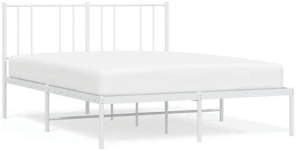 Doppelbett, Bettgestell Modernen mit Kopfteil Metall Weiß 135x190 cm d653e