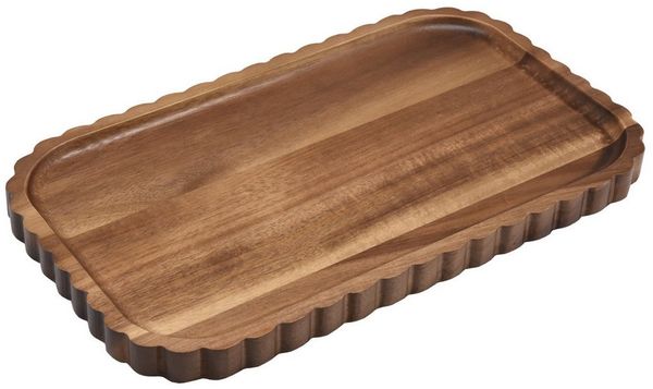 Zoha Servierplatte Holz Servierbrett Wave, handgefertigtes Akazeinholz