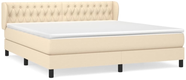 vidaXL Boxspringbett mit Matratze Creme 180x200 cm Stoff 3126506