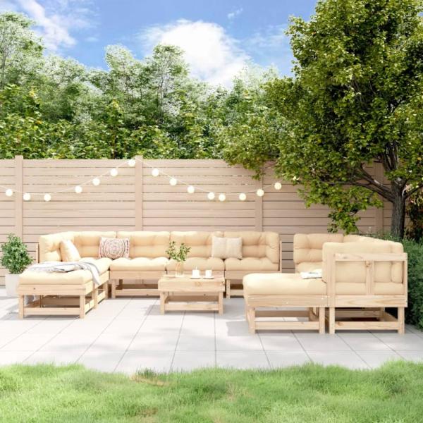 vidaXL 11-tlg. Garten-Lounge-Set Massivholz Kiefer