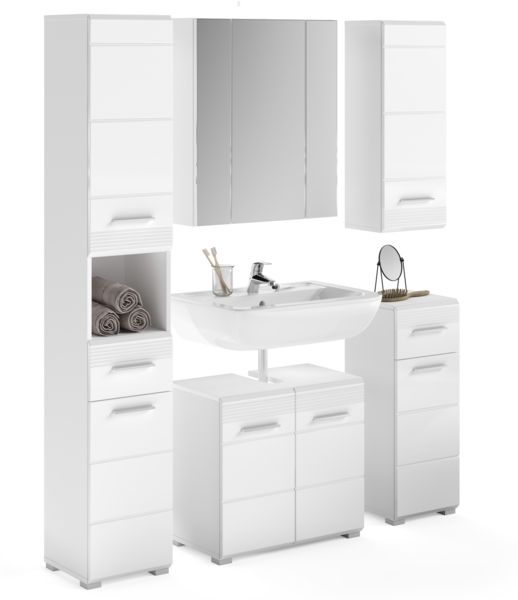 Badezimmerset Linus I - Weiß / Weiß Hochglanz