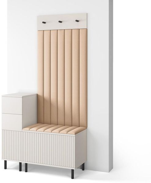 Garderoben-Set Ritmo version 9 mit Schuhregal und Polsterplatten, Ideal für Flur und Eingangsbereich (Cashmere, Trinity 04), 195 x 40 x 100 cm