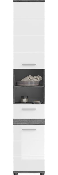 Hochschrank Blake - Rauchsilber / Weiß Hochglanz Bild 5