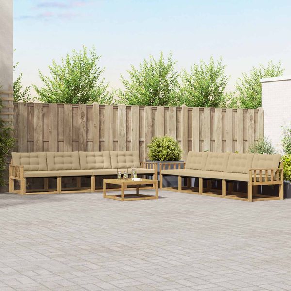 vidaXL Outdoor-Sofagarnitur 9 pcs Weiß und Beige 79 x 79 x 37 cm 3388539
