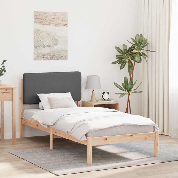 vidaXL Bettgestell mit gepolstertem Kopfteil Dunkelgrau 75 x 190 cm 877950