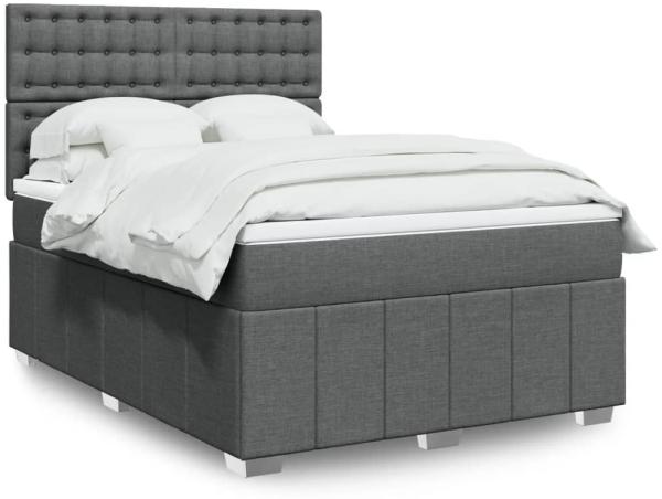 vidaXL Boxspringbett mit Matratze Dunkelgrau 160x200 cm Stoff 3291734