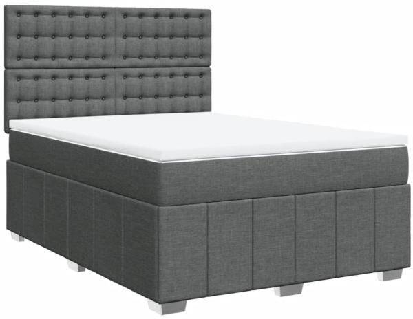vidaXL Boxspringbett mit Matratze Dunkelgrau 160x200 cm Stoff 3291734