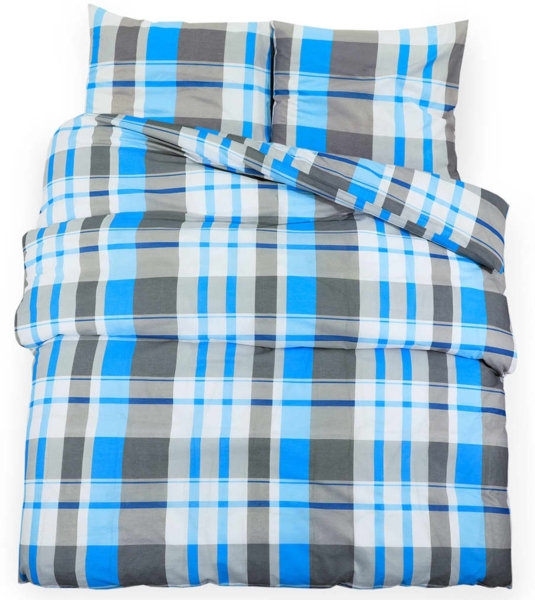 vidaXL Bettwäsche-Set Blau und Grau 135x200 cm Baumwolle 136070