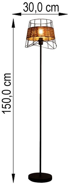 Stehleuchte, Käfig-Design, Metall-Grasgeflecht, H 150 cm Bild 9