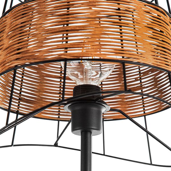 Stehleuchte, Käfig-Design, Metall-Grasgeflecht, H 150 cm Bild 6