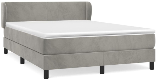 Doppelbett, Polsterbett mit Matratze Samt Hellgrau 140x200 cm