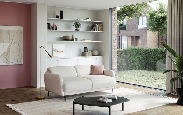 DOMO. collection Sofa Ambo, 2 Sitzer, rechteckig, verstellbare Rückenlehne, Garnitur, 2er Couch, 148 x 97 x 73 cm (BxTxH), Creme