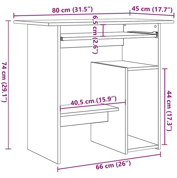 vidaXL Schreibtisch Schwarz Eichen-Optik 80x45x74 cm Holzwerkstoff 862007 Bild 11