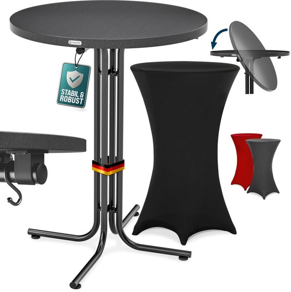 CASARIA® Stehtisch mit Husse Schwarz 70 cm Klappbar