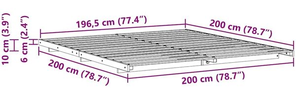 vidaXL Bettrahmen Weiß 200 x 200 cm Massives Kiefernholz 873059 Bild 10