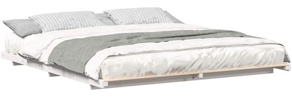 vidaXL Bettrahmen Weiß 200 x 200 cm Massives Kiefernholz 873059 Bild 2