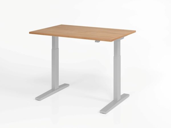 Sitz-Steh-Schreibtisch elektrisch 120x80 cm Nussbaum/Silber Bild 2