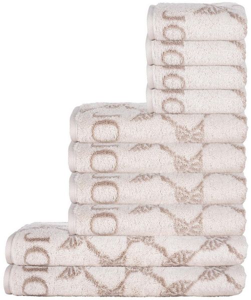JOOP! Handtuch Set, 10-tlg - Cornflower, 2x Duschtuch, 4x Handtuch, 4x Gästetuch Creme Set