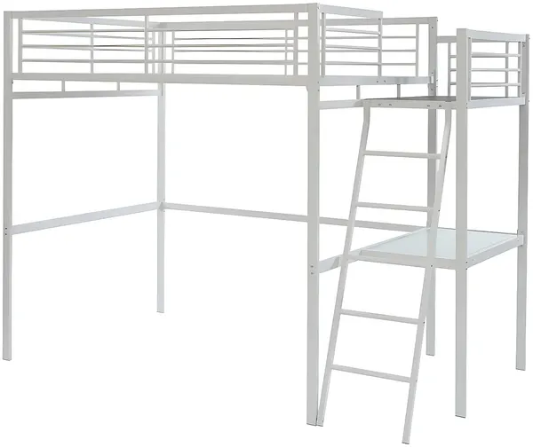 Vente-unique - CASUAL Bett Metall Weiß - B 146 cm x H 197 cm x L 254 cm