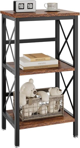 3-stufiges Standregal für Bücher, Küche und Aufbewahrung, 40 × 29 × 75 cm, Rustikales Braun