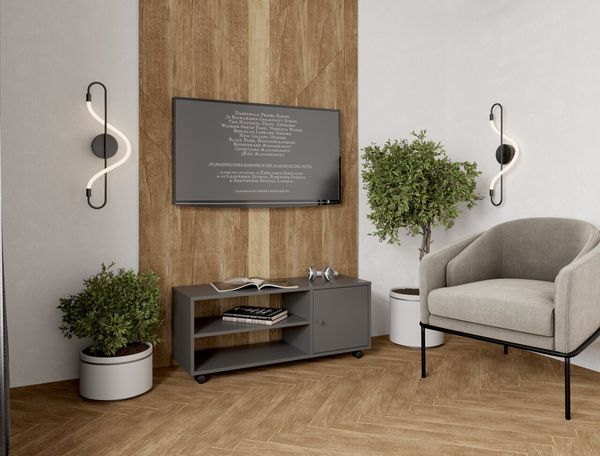 BOXXX 'MAJA' TV-Aufsatz TV-Rollwagen breit, Melamin anthrazit, 100 x 42 x 33.5 cm, mit Rollen