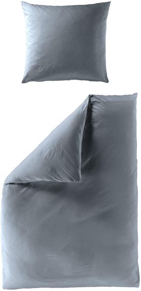 BIERBAUM 'Elegant uni' Bettwäsche, 2 teilig, Mako-Satin blau, 135 x 200 cm / 80 x 40 cm