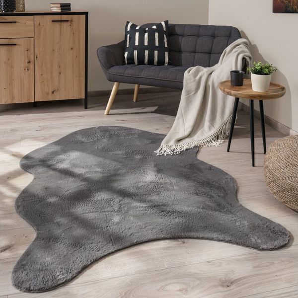 Paco Home Fellteppich Pelt 640, fellförmig, Höhe: 16 mm, Kunstfell, Uni Farben, sehr weicher Flor