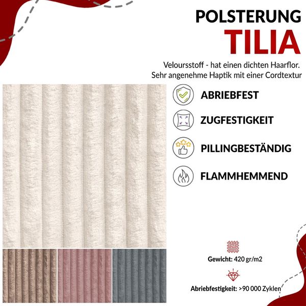 MKS Möbel 'Tiliano Classic' Polsterbett mit Stauraum, Cordstoff, Rosa, 160x200 cm, ohne Matratze Bild 8